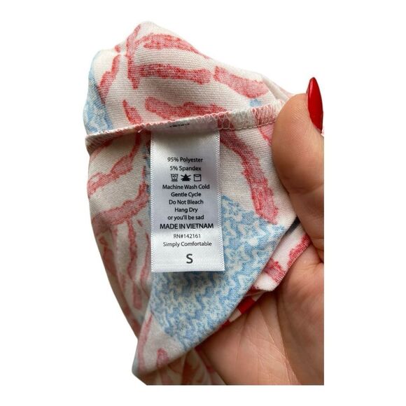 Lula Roe American Flag Red and Blue Tunic Top Size S Casual Comfy Stretch EUC - Picture 6 of 7